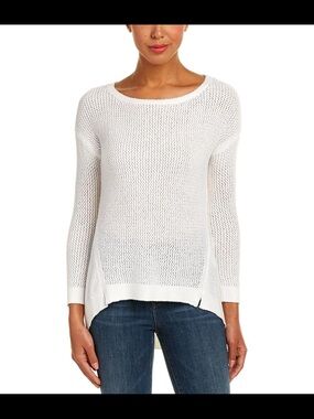 Alice + Olivia| Harpo Angled Mesh-Knit White Sweater| XS